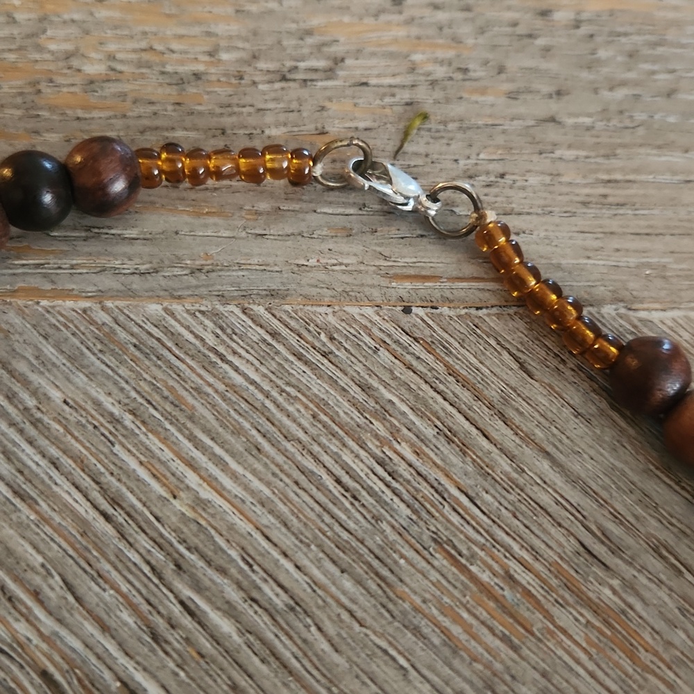 Bohemian Natural Wood Statement Necklace - Picture 4 of 5